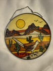 Vintage Joan Baker Designs Handpainted Glass Hanging Sun Catcher Window Art
