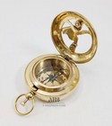 Vintage Handmade Push Button Compass Antique Brass Ross London Engraved Style