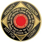 Na 36 Year Medallion  Narcotics Anonymous Coin  red  Gold  Black 
