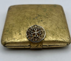 Antique Brass Makeup Compact Rouge Vanity Case Filigree As Is No Latch