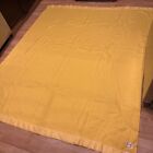 Vintage Plessis Acrylic Wool Blend Yellow Thermal Blanket Satin Trim 73x87