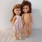 Vintage Hard Plastic 2 Doll Lot 8  Walker And Jointed Molded Lashes Wig Romper