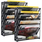  Wall File Organizer  6-tier Wall Mount Paper Holder Vertical File Rack 2 Pack