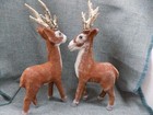 Vtg 2 Paper Mache Deer Figurine Wildlife Hunting Christmas Decor 6-pt Bucks 15   