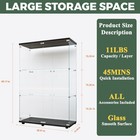 Led 3 Shelf Glass Display Cabinet Glass Curio Trophy Bookshelf Showcase W  Lock