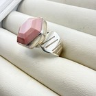 Jay King Ring Pink Stone Carved Size 8 Modern Sterling Silver 925 Geometric