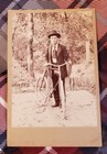 Antique Cabinet Card   Young Man On Vintage Bicycle  Scenic Background 