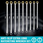 Duratech Extra Long Anti-slip Ratcheting Wrench Set Double End Wrench Set