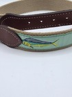 Boys Size 22 Woven Belt With Mahi Design Leather Ends And Brass Buckle