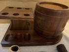 Vintage Tobacco Pipe Lot  Brown Wooden Rack Stand holder W  Accessories