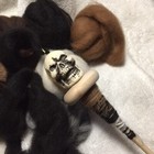 Sale   Skull Drop Spindle Spin Top Whorl Natural Finish For Yarn Wool Roving 12 
