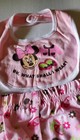 Disney Minnie Mouse Baby Girl s 3 Pc Outfit bodysuit  Shorts  And Bib  3-6 Mo