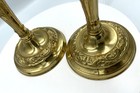 Pair Of Ornate Vintage Brass Candlesticks Candle Holders Scroll Repousse Relief