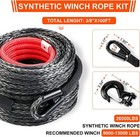 26500lbs Winch Line Cable W  Protective Sleeve   Winch Fairlead   Stopper   Hook