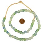 Light Blue Green Swirl Recycled Glass Beads 9mm Ghana African Sea Glass Round