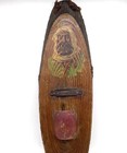 Antique Jesus Wood Wall Hanger Match Holder   Metal Striker Religious Matchbox