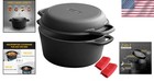 Elegant Pre-seasoned 2-in-1 Cast Iron Dutch Oven Cooking Set     5 Qt Capacity