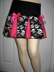 Black Skulls Skirt Funky Pleated Pink White Party Gift Gothic Punk Festival Rock