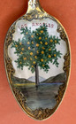 Rare Enamel Orange Tree Los Angeles California Sterling Silver Souvenir Spoon
