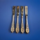 Four Wallace Rose Point Sterling Silver Large Dinner Knife 9    Long Set Of 4