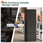 4 Drawer Narrow Vertical File Cabinet With Lock Metal Home Office Black