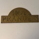 Antique Solid Cast Brass Hot Peanuts Sign Plate Concession Roaster Part Vtg