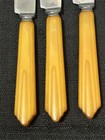 Set Of 6 Matching Butterscotch Bakelite Handle Dinner Knives Art Deco