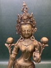 Vintage Brass Tibetan Buddhist Deity Goddess Tara Figure Statue 20  Tall