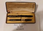 Vintage Gold Striated Sheaffer Fountain Pen   Mechanical Pencil Set W  Case