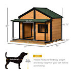 Outdoor Wooden Raised Cabin Dog House W  Porch  Medium large  53 Lbs   Yellow