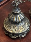 Swag Lamp Hanging Light 4  Opening Shade Holders Brass Tone Ornate Free Ship Usa