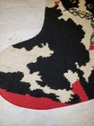 Vtg Tuxedo Cat Christmas Stocking Red Velvet Handmade Needlepoint Katha Ny 