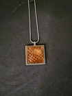 Brand New Handmade Snake Shed Skin Jewelry Orange Necklace Square Sliver Chain