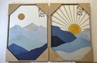 New Bp Home Textile Embroidered Woven Wall Art Set Mountain   Sun Decor 18 x26 
