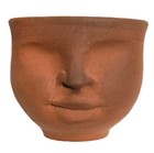 Vintage Mexican Folk Art Redware Terra Cotta Face Mini Planter Cup Signed 2 25 