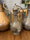 Lot Of 4 Antique Middle Eastern Copper   Brass Ewers Water Pot Hand Engraved 