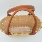 Handmade Basket Purse Shoulder Market Shopping Basket Natural Leather Handles