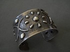 Old Southwest Sterling Silver Repousse   Textured Band Cuff Bracelet 42g