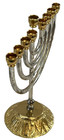 Vintage Jewish Silver   Gold Hanukkah Menorah Judaica Judaism Israel Hebrew