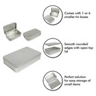 Large Silver Metal Rectangular Empty Tin Box Containers Storage Organization