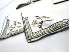 Vtg Embroidered Ivory Linen Napkins S 4 Asian Scene With Centerpiece Cloth White