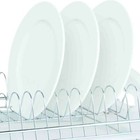 Home Basics Plastic 2-tier Dish Drainer Rack W side Mounted Cutlery Holder 