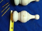 Vintage Wooden Finials  3  3 3 4  Primed White W screws 5623gr