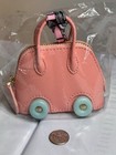 Pink Faux Leather Car Theme Mini Handbag Bag Charm Key Chain Zipper Accent