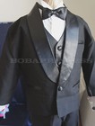 New Boy Formal 5 Pcs Black Tuxedo Set Shawl Collar Sz L 2t 5 12 14 wedding