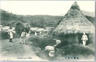C 1910 Korea Corean Cottages Postcard Grass Huts Man With Straw Bundle     Pc A8