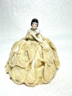 Antique Art Deco Half Doll Pin Cushion Flapper Fan Porcelain Germany Sewing