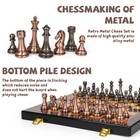Luxury Metal Chess Set With 15 Inch Wooden Chess Board   Weighted Metal Chess   