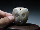 China Hongshan Cultue Old Jade Stone Sun God Figure Face Mask Amulet Pendant J96