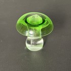 Vintage Pilgrim Glass Mushroom Paperweight Avacado Green W 2-3 4 X H 2-1 4   